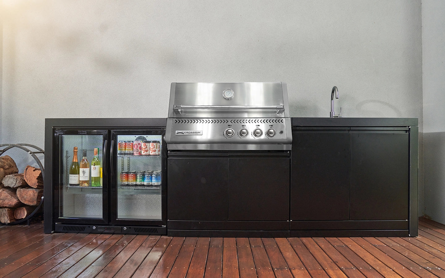 Crossray Premium Xplor Black Outdoor Kitchen with 4 Burner BBQ - Tucker Barbecues