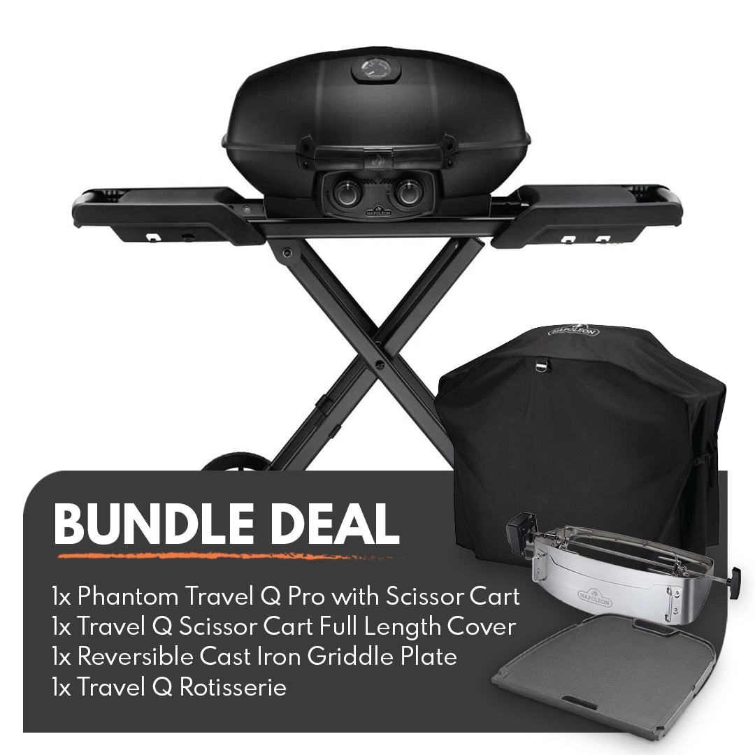 Napoleon Phantom Travel Q Pro with Scissor Cart Bundle