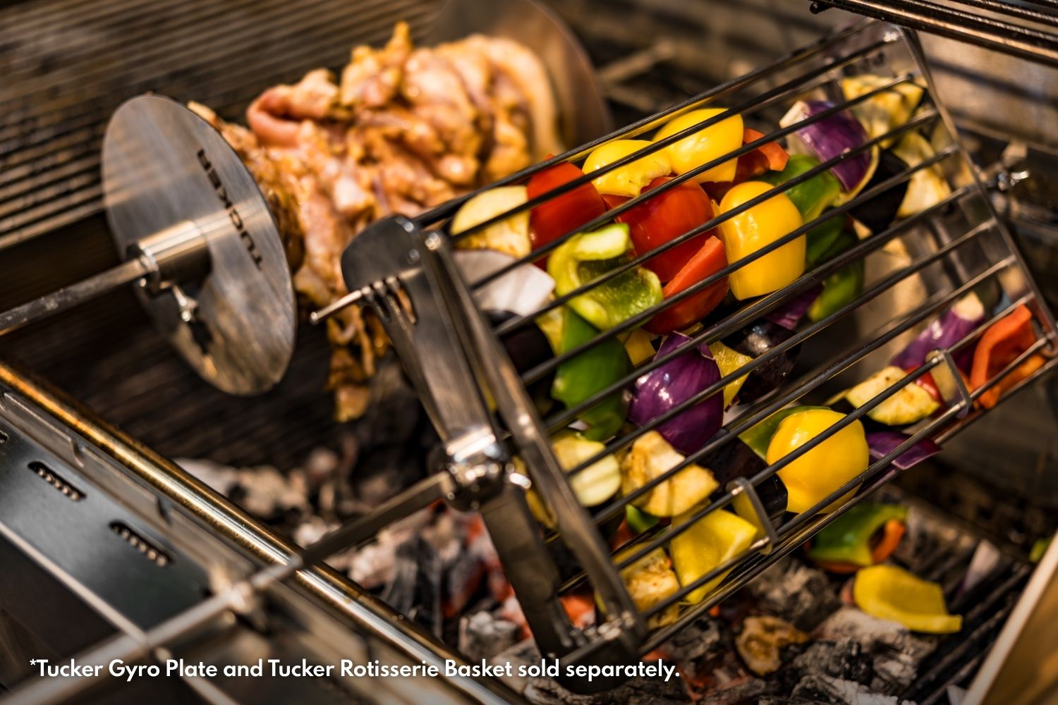 Tucker Charcoal Deluxe Pro Gyro Plate and Rotisserie Basket