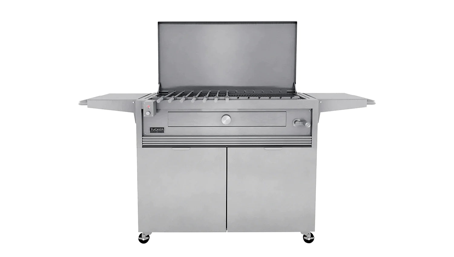 Tucker Charcoal Deluxe Pro XL BBQ on Cabinet with Hinged Flat Lid