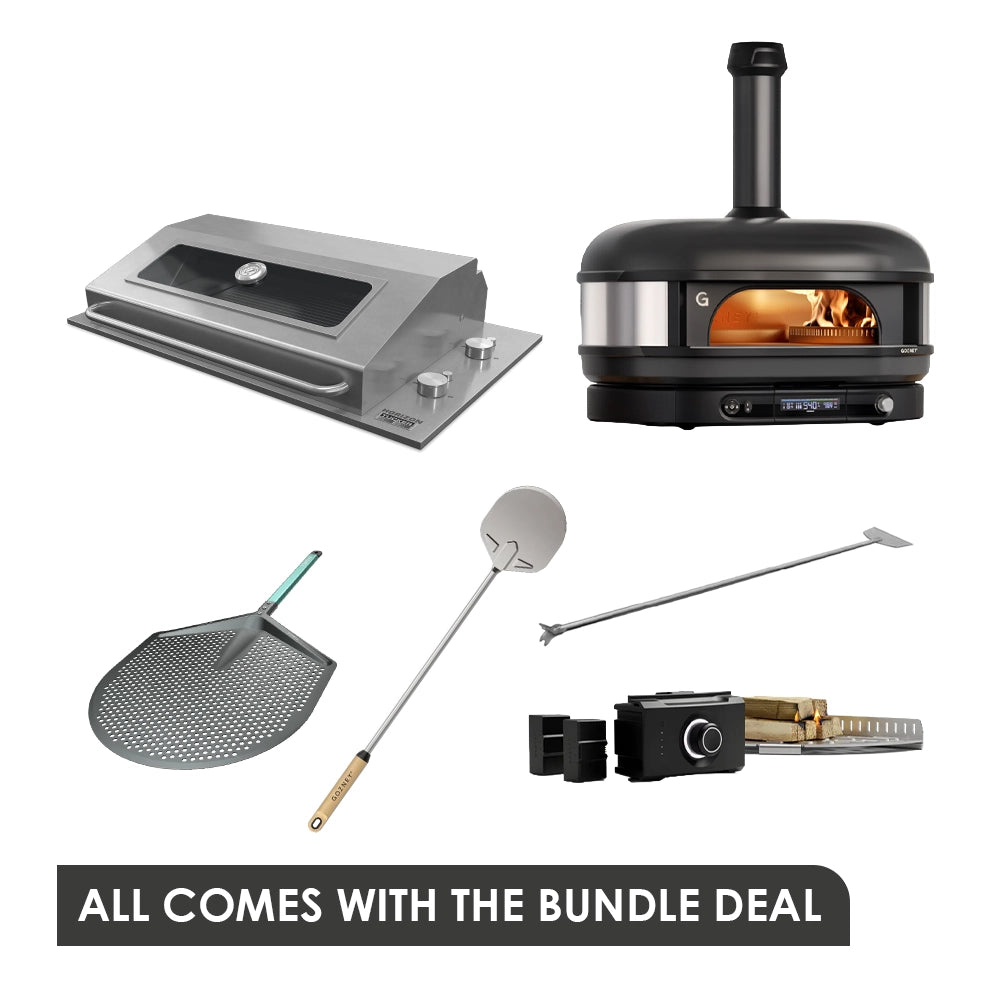 Tucker Horizon Marine Grade BBQ with Hood + Gozney Dome Black Pizza Oven and Accessories Package Deal