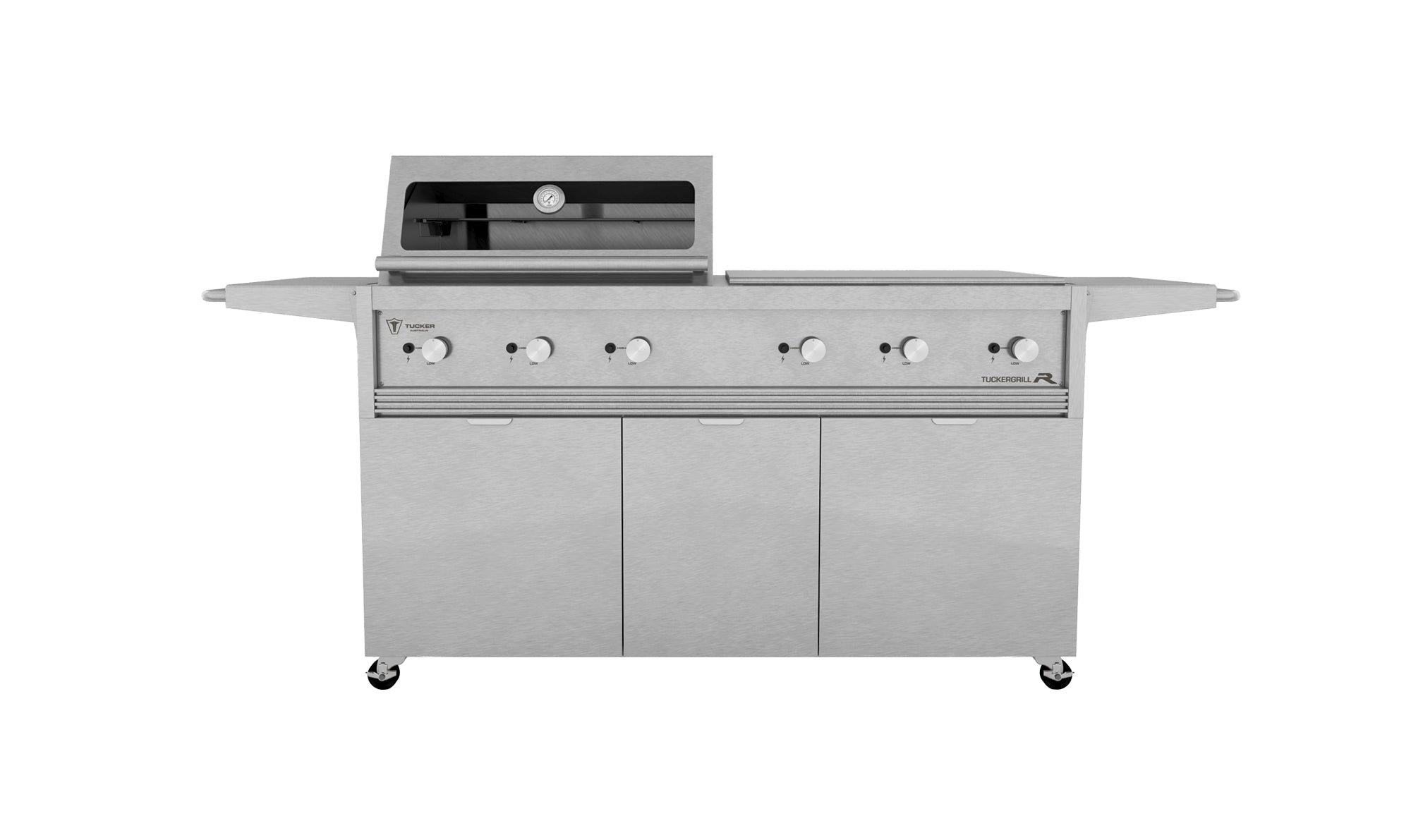 Tucker R Class V12 Freestanding BBQ with Window Hood and Flat Lid