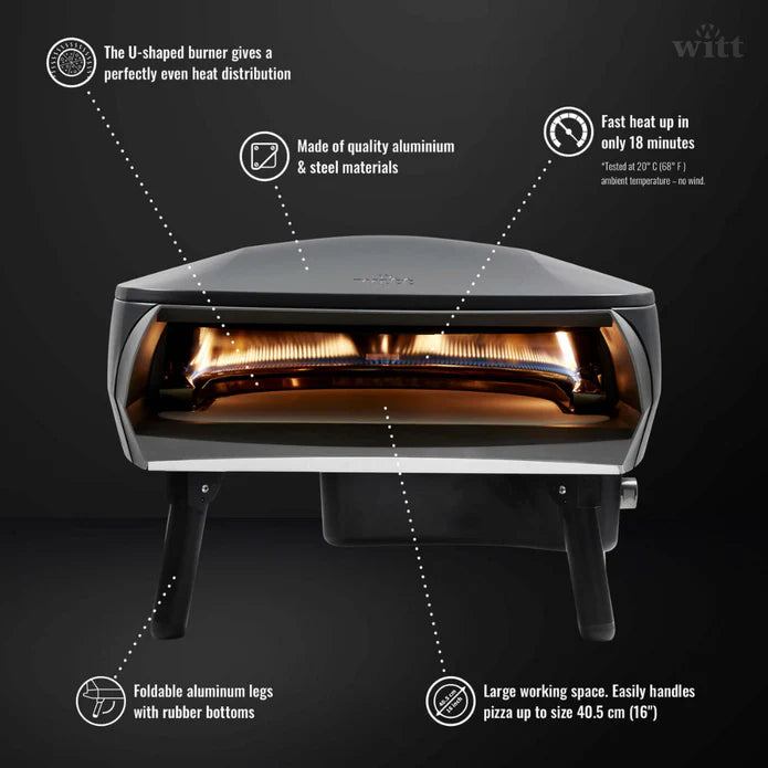 WITT Etna Fermo 16 Inch Gas Single Burner Pizza Oven - Graphite