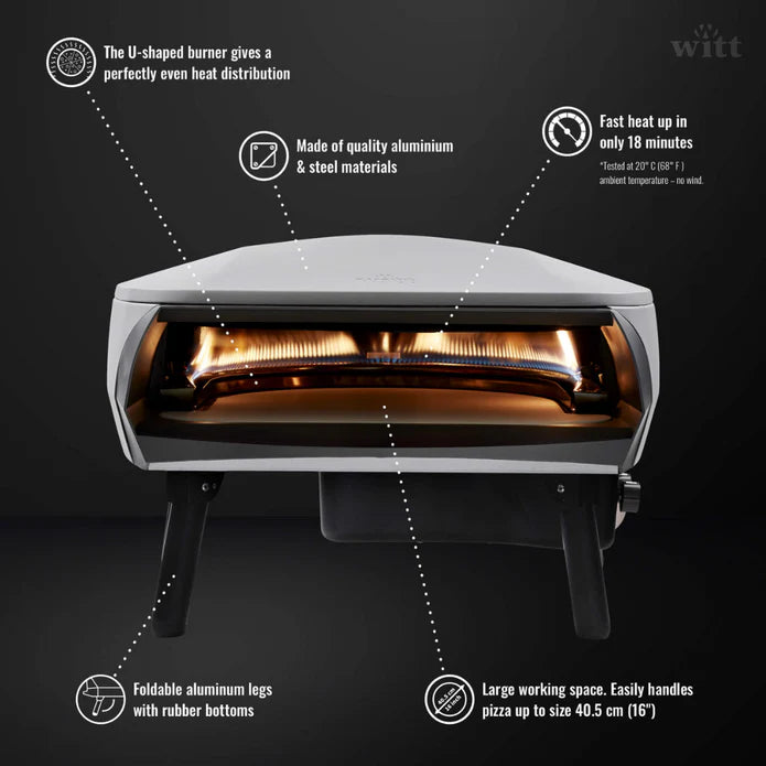 WITT Etna Fermo 16 Inch Gas Single Burner Pizza Oven - Stone