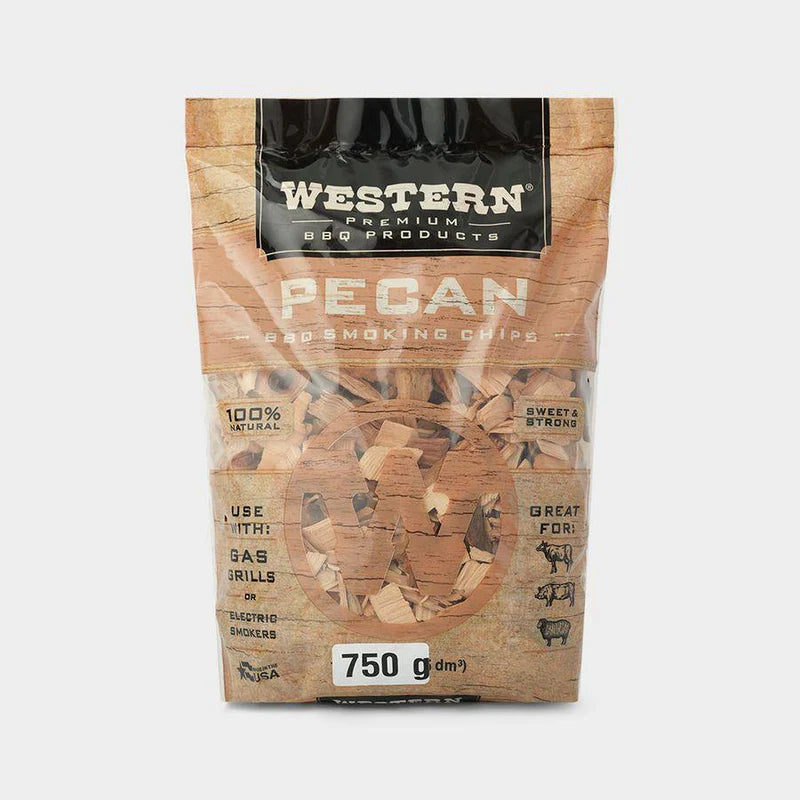 Western BBQ Pecan Wood Chips 750grm