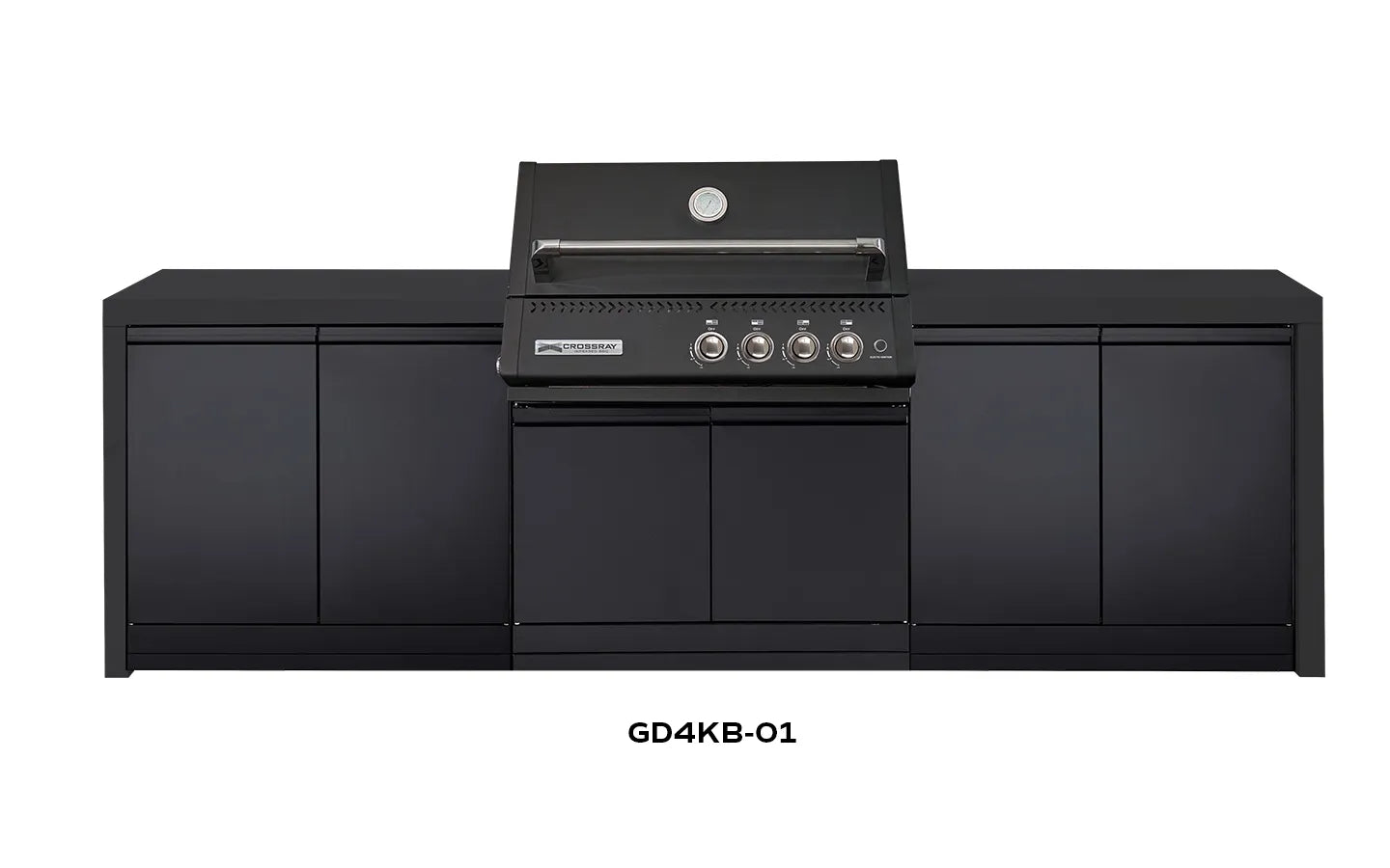Crossray Premium Xplor Black Outdoor Kitchen with Black 4 Burner BBQ - Tucker Barbecues