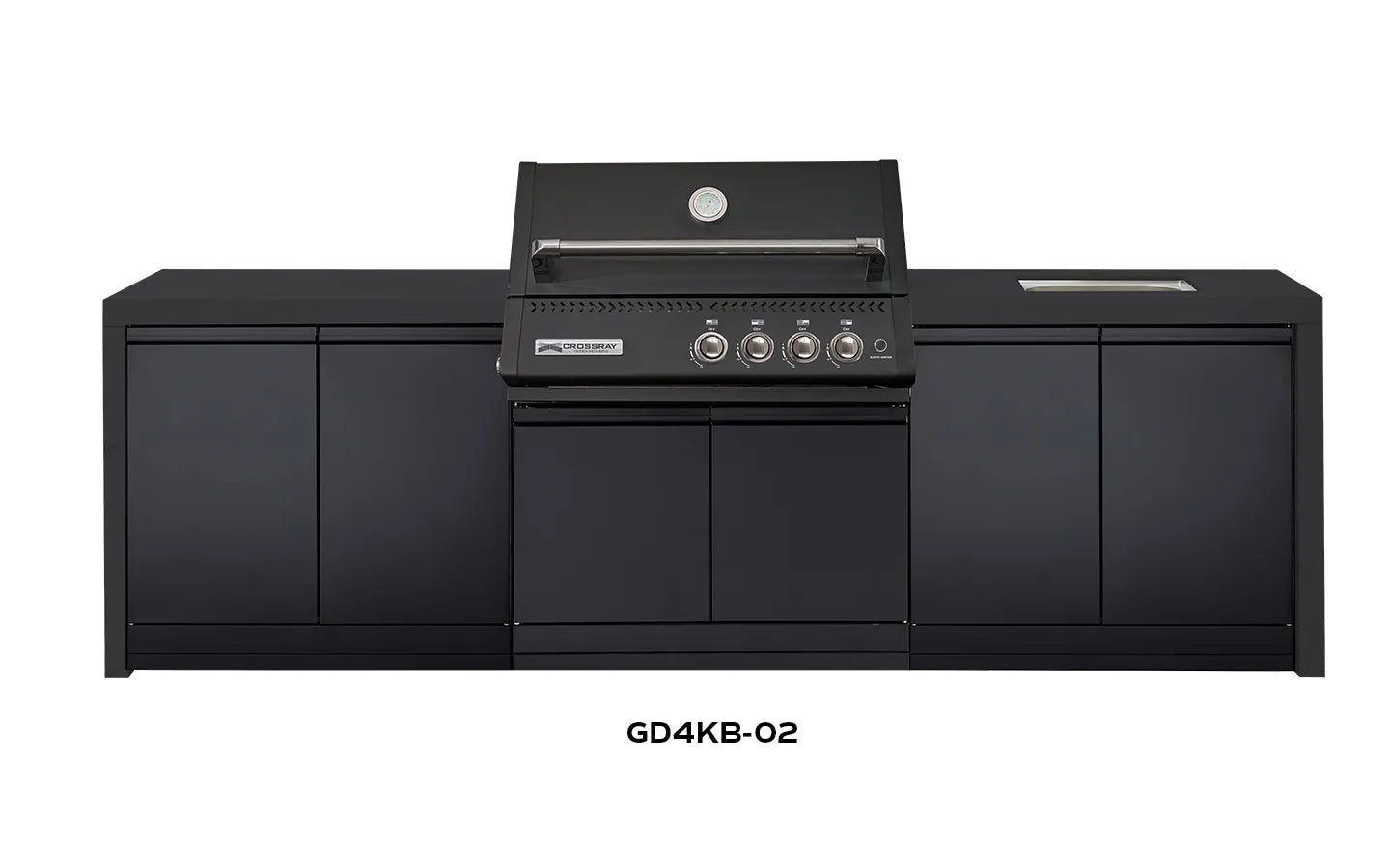 Crossray Premium Xplor Black Outdoor Kitchen with Black 4 Burner BBQ - Tucker Barbecues