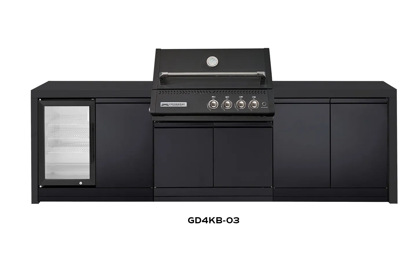 Crossray Premium Xplor Black Outdoor Kitchen with Black 4 Burner BBQ - Tucker Barbecues
