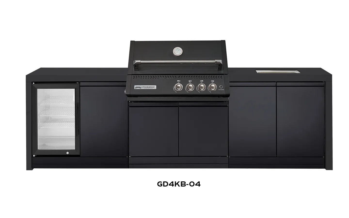 Crossray Premium Xplor Black Outdoor Kitchen with Black 4 Burner BBQ - Tucker Barbecues
