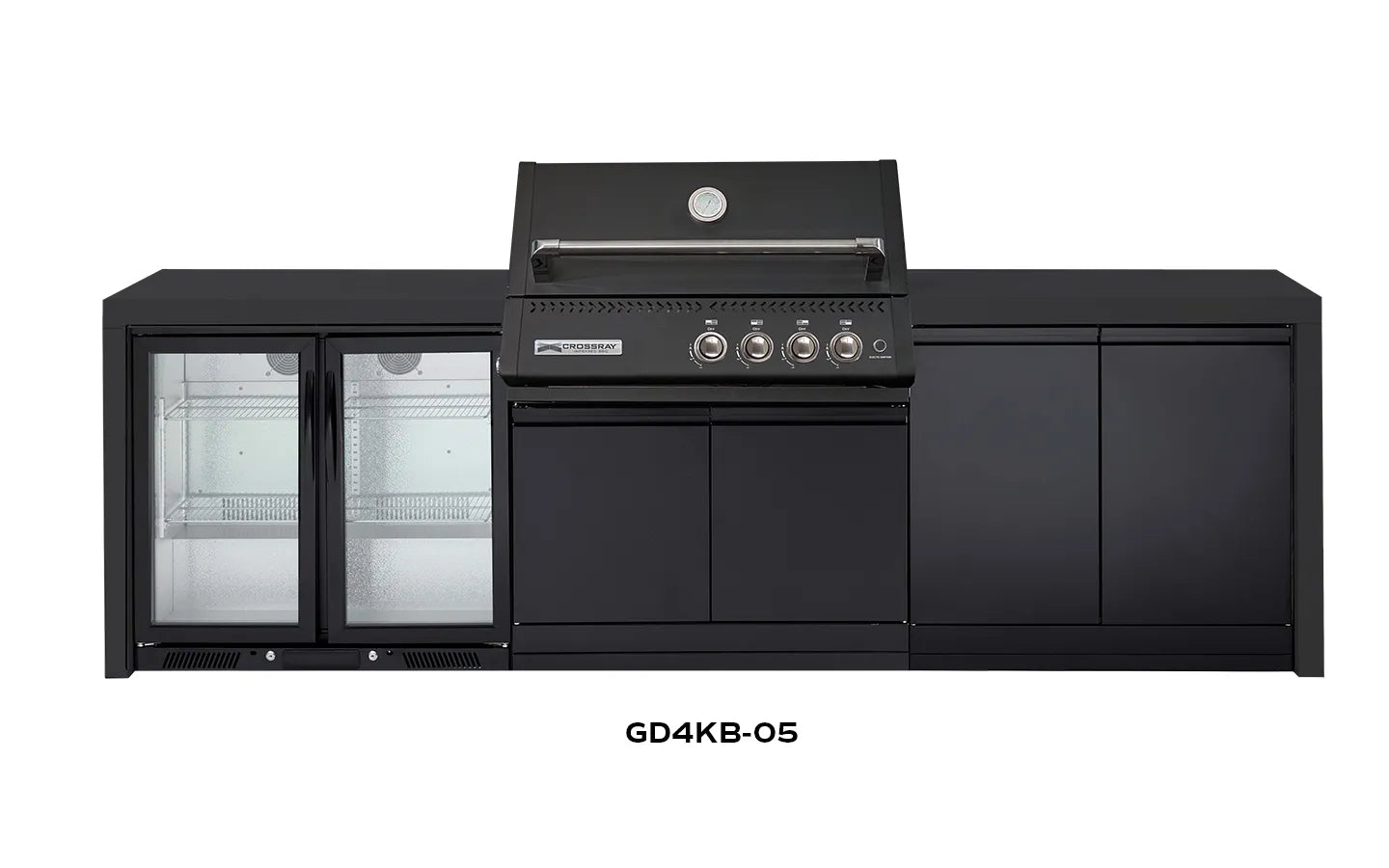 Crossray Premium Xplor Black Outdoor Kitchen with Black 4 Burner BBQ - Tucker Barbecues