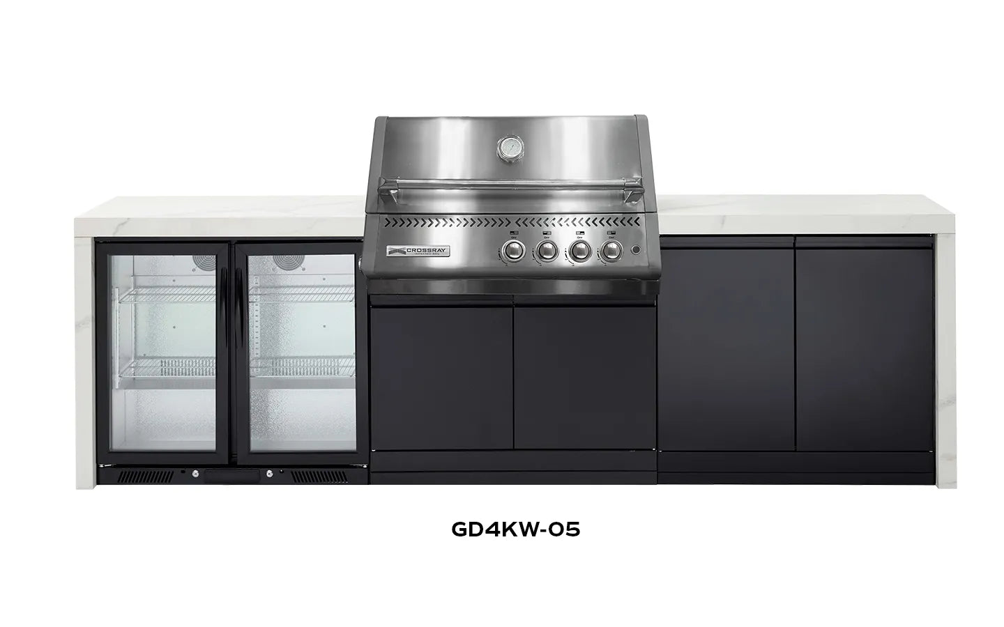 Crossray Premium Xplor White Outdoor Kitchen with 4 Burner BBQ - Tucker Barbecues