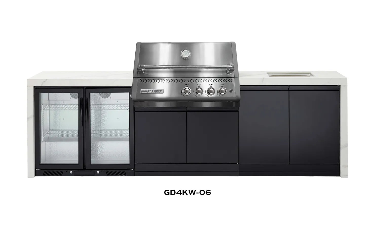 Crossray Premium Xplor White Outdoor Kitchen with 4 Burner BBQ - Tucker Barbecues