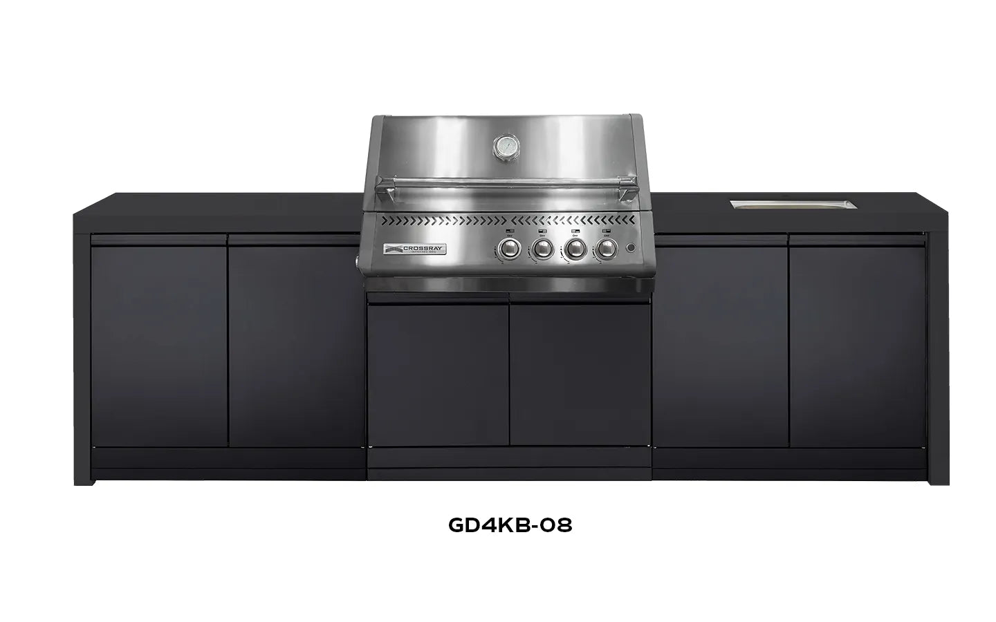 Crossray Premium Xplor Black Outdoor Kitchen with 4 Burner BBQ - Tucker Barbecues