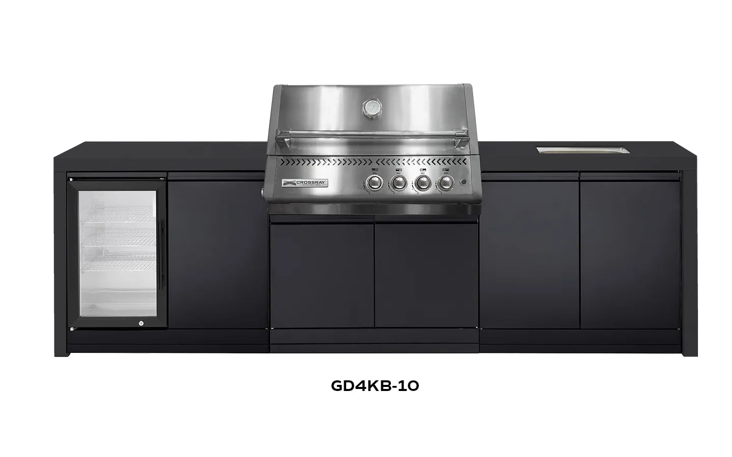 Crossray Premium Xplor Black Outdoor Kitchen with 4 Burner BBQ - Tucker Barbecues