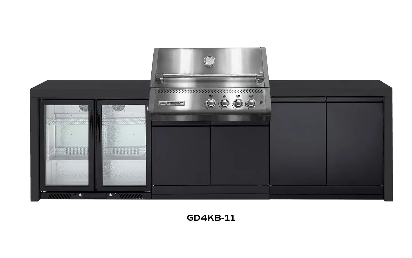 Crossray Premium Xplor Black Outdoor Kitchen with 4 Burner BBQ - Tucker Barbecues