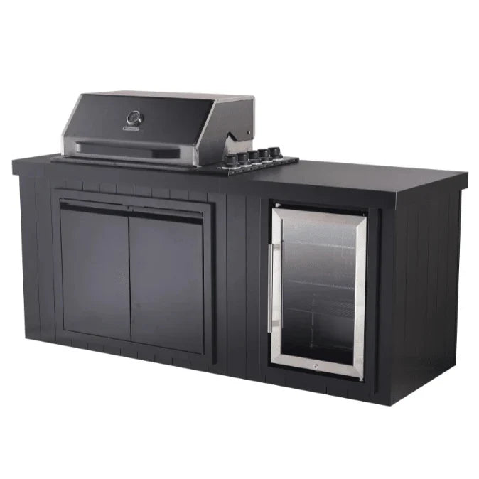 Bossworx Outdoor Kitchen with Black Stainless Steel 4 Burner BBQ & Fridge