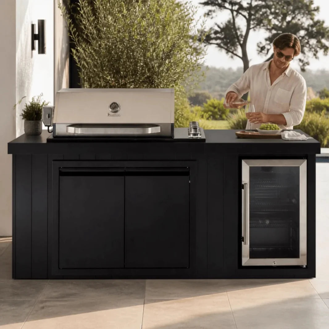 Bossworx Outdoor Kitchen with Stainless Steel 4 Burner BBQ & Fridge