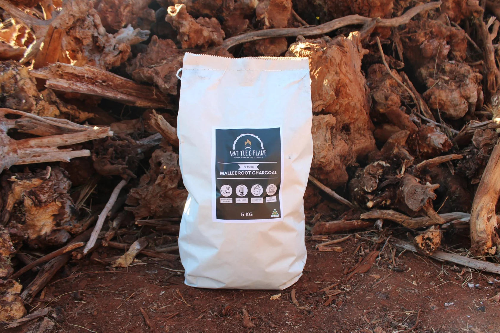 Wattle and Flame 5kg Classic Mallee Lump Charcoal (35-70mm Size)