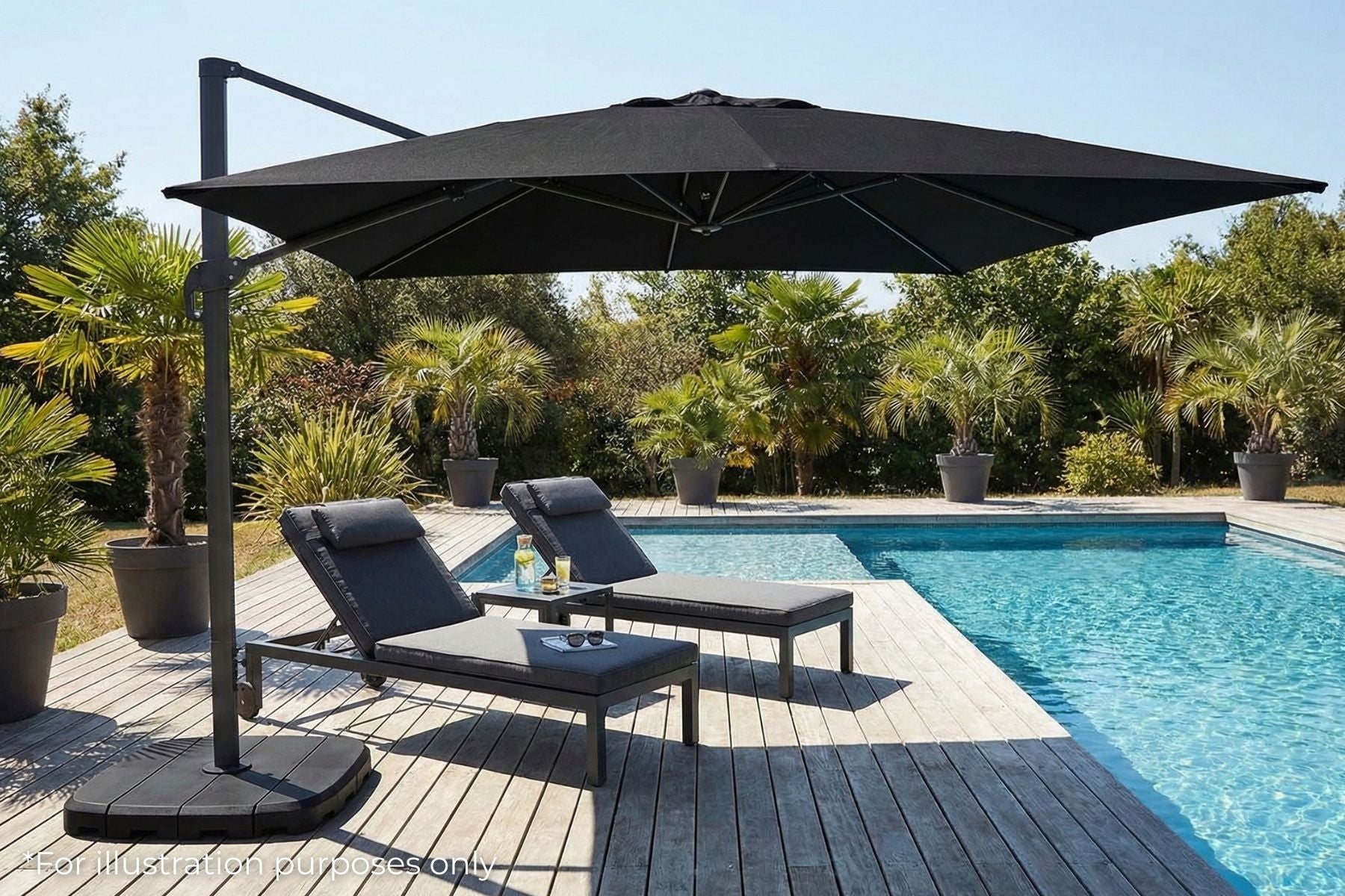 canvas rectangular patio umbrella Shelta Ravenna 400x300 Rectangular Cantilever Umbrella