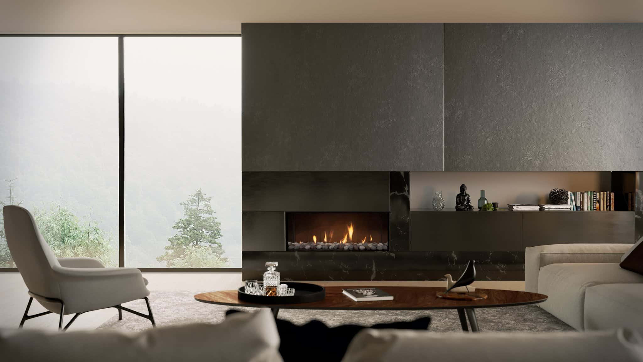Escea DS1150 Single Sided Gas Fireplace, Heater, Glen Dimplex