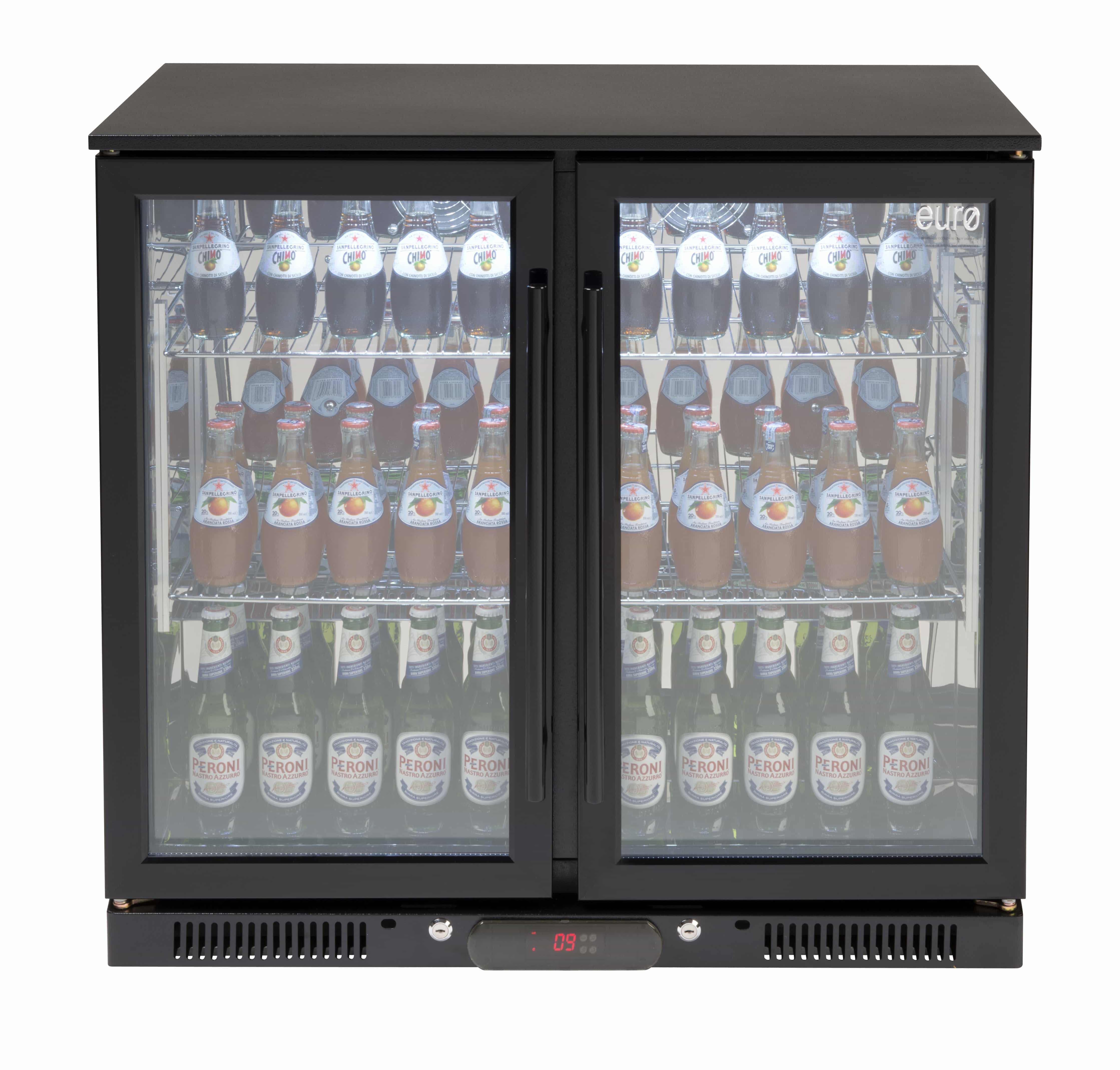 Euro Black Double Doors Beverage Cooler, Fridges & Coolers, Euroappliance