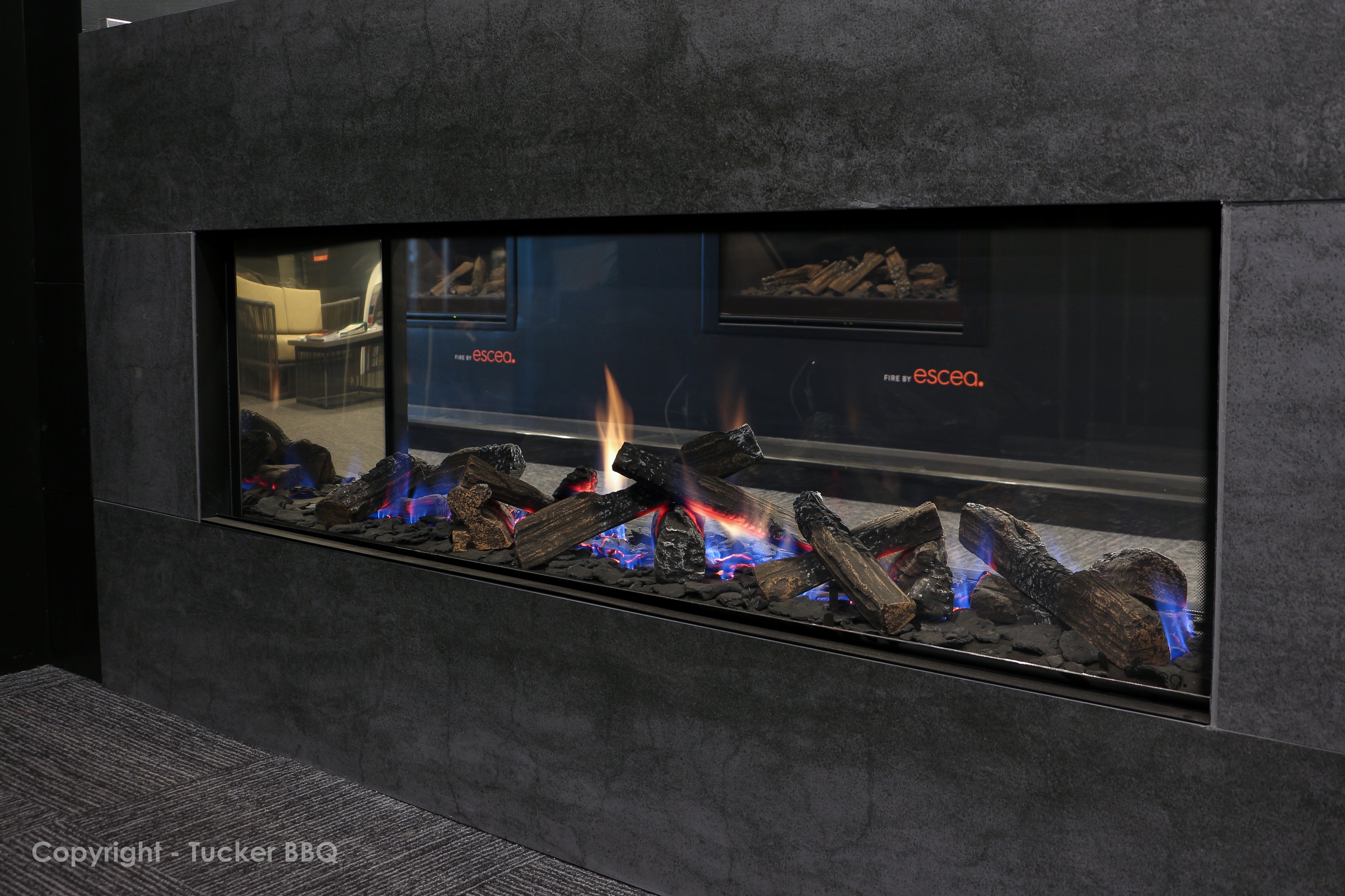 Escea DS1400 Double Sided Gas Fireplace - Tucker Barbecues