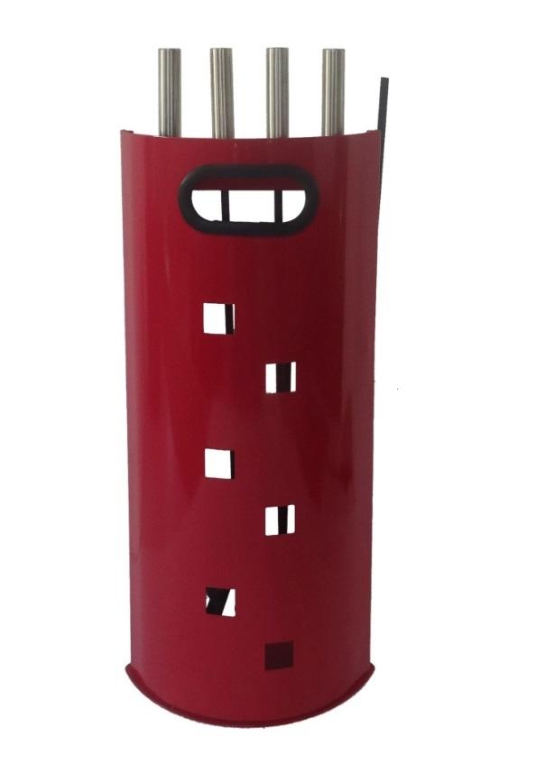 FireUp Fire Tools - Red Powder Coated 4 Piece Set, Heater Accessories, S&D Berg