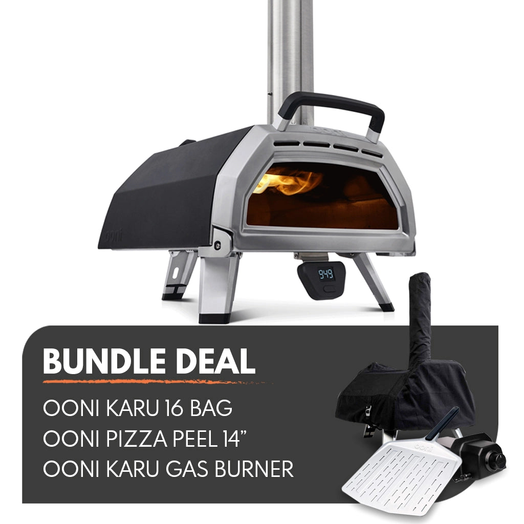 Ooni Karu 16" Portable Wood and Charcoal Fired Outdoor Pizza Oven Loaded Bundle