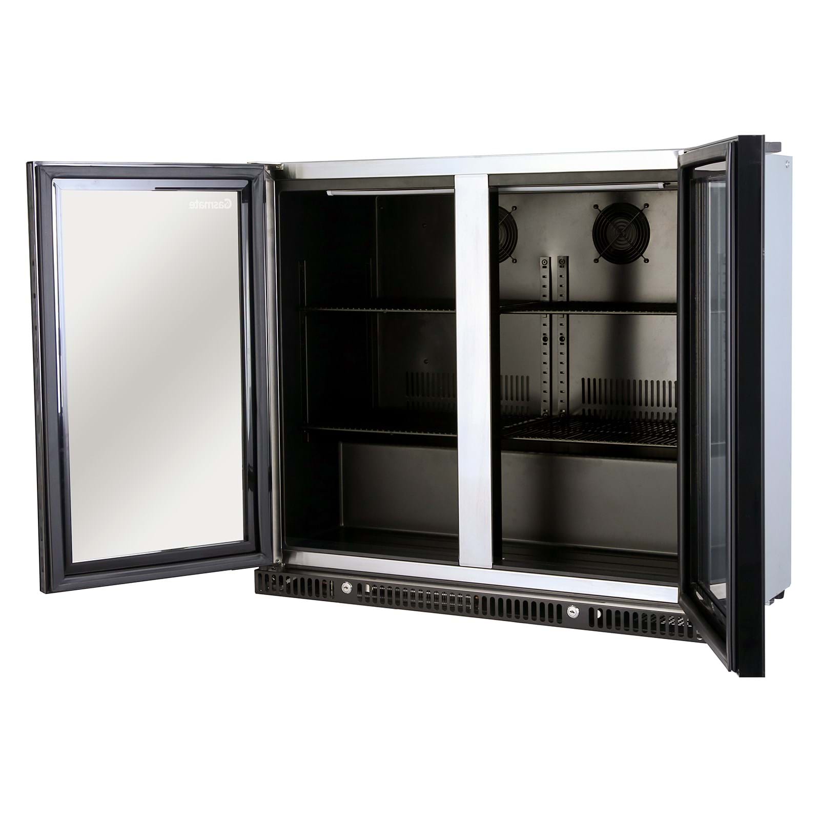 Gasmate Premium Double Glass Door Bar Fridge (Black Interior) - 187L